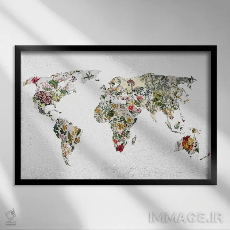 تابلو دنیای گیاهی قدیمی اثر بیانکا گرین - نمای قابدار مشکی