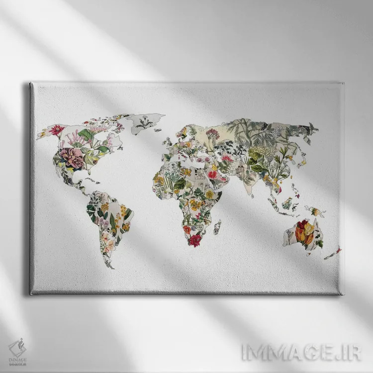 تابلو دنیای گیاهی قدیمی اثر بیانکا گرین - نمای روبهرو روی دیوار