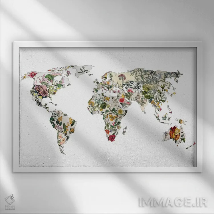 تابلو دنیای گیاهی قدیمی اثر بیانکا گرین - نمای قابدار سفید