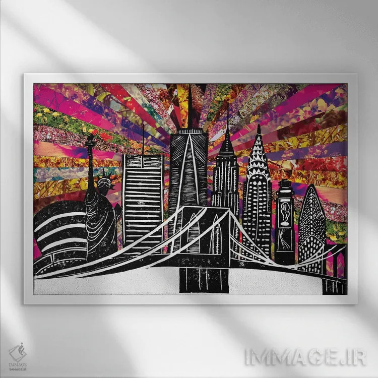 تابلو نیویورک شکوفهزننده II اثر بیانکا گرین - نمای قابدار سفید