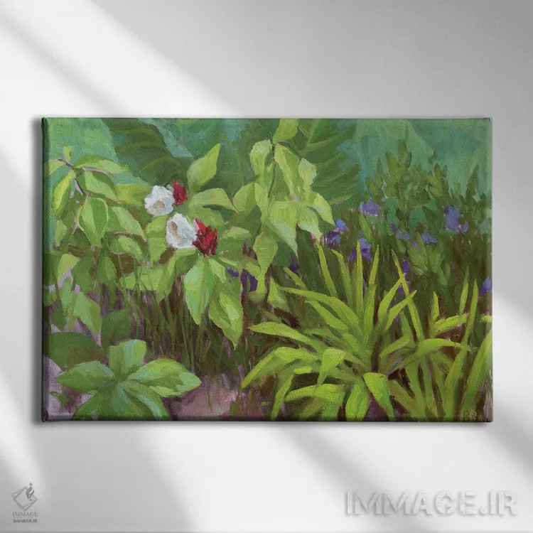 تابلو برگهای سبز اثر آنا بوگوشفسکایا - نمای روبهرو روی دیوار