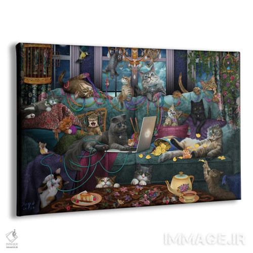 تابلو گربههای قرنطینه اثر بریگید اشوود - نمای پرسپکتیو محصول