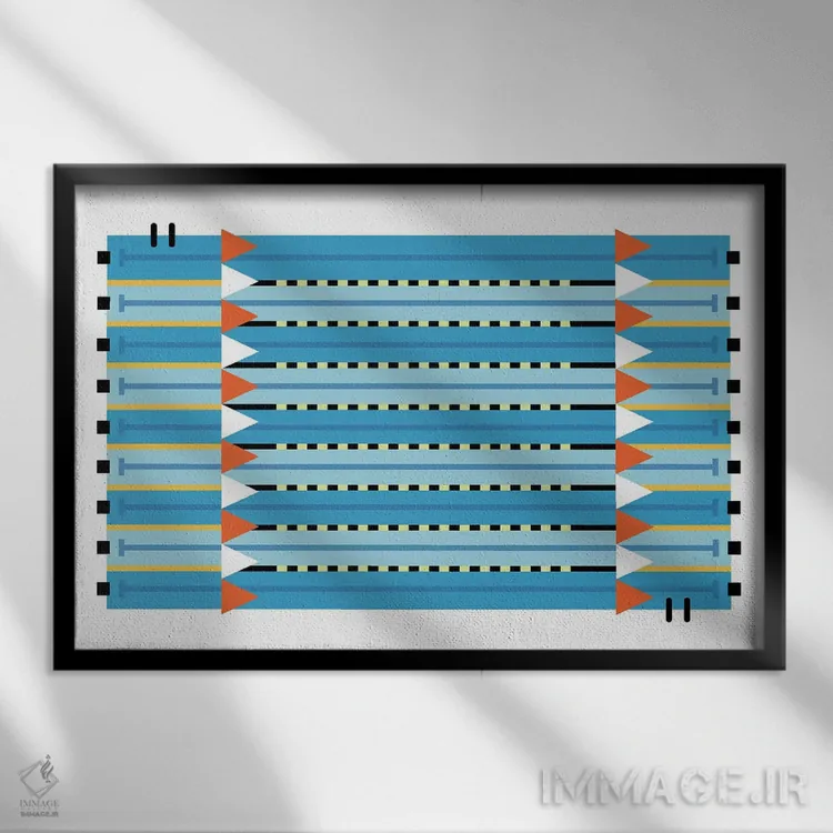 تابلو پاپ آرت استخر شنا اثر بث بوردلون - نمای قابدار مشکی