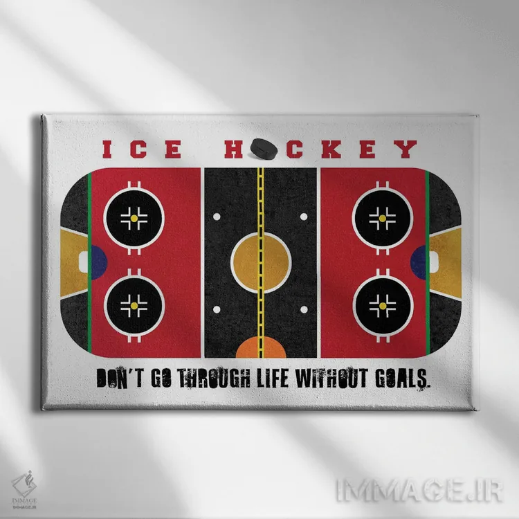 تابلو زمین هاکی روی یخ قرمز اثر بث بوردلون - نمای روبهرو روی دیوار