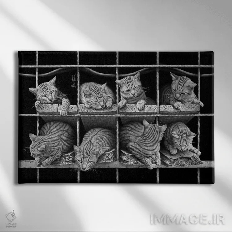 تابلو اکتت (گروه هشتنفره یا هشتگانه) اثر بن هاین (هنرمند بلژیکی) - نمای روبهرو روی دیوار