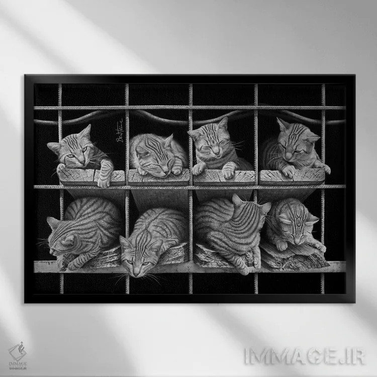 تابلو اکتت (گروه هشتنفره یا هشتگانه) اثر بن هاین (هنرمند بلژیکی) - نمای قابدار مشکی