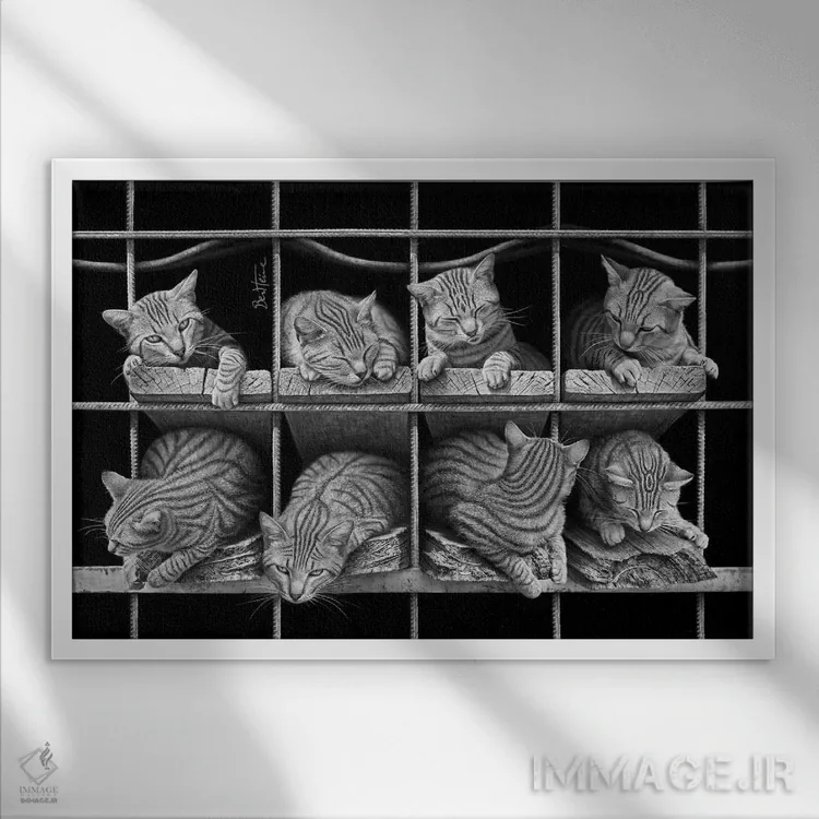 تابلو اکتت (گروه هشتنفره یا هشتگانه) اثر بن هاین (هنرمند بلژیکی) - نمای قابدار سفید