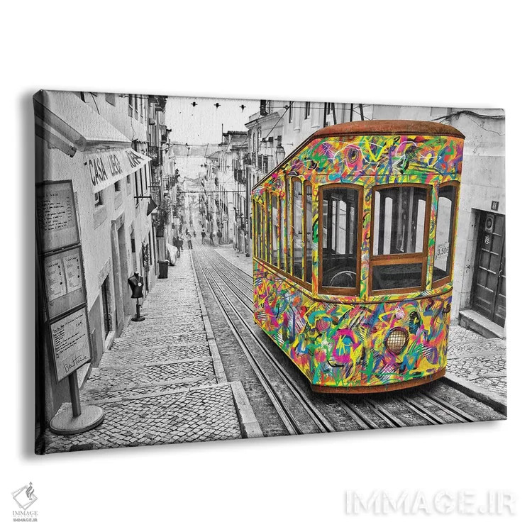 تابلو ترام لیسبون (پرتغال) اثر بن هاین (هنرمند بلژیکی) - نمای پرسپکتیو محصول