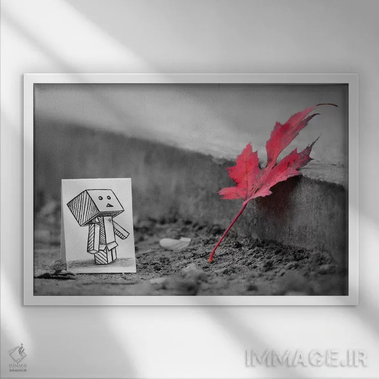 تابلو نقطه اشتراک اثر بن هاین (هنرمند بلژیکی) - نمای قابدار سفید