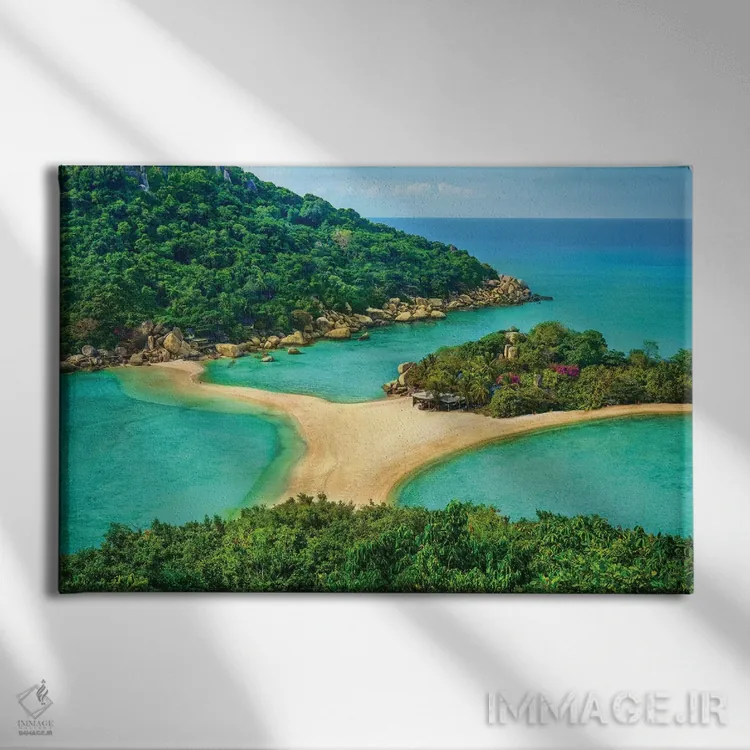 تابلو جزیرهٔ بهشتی کوه نانگ یوان در تایلند اثر بن هاین (هنرمند بلژیکی) - نمای روبهرو روی دیوار