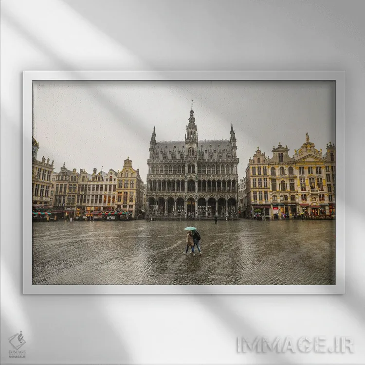 تابلو میدان بزرگ بروکسل ۱ اثر بن هاین (هنرمند بلژیکی) - نمای قابدار سفید