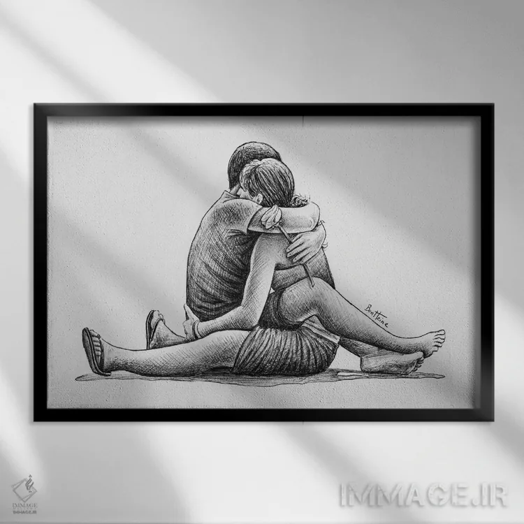 تابلو آغوش اثر بن هاین (هنرمند بلژیکی) - نمای قابدار مشکی