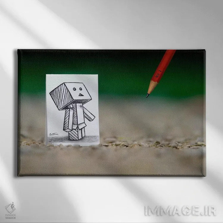 تابلو مداد در برابر دوربین اثر بن هاین (هنرمند بلژیکی) - نمای روبهرو روی دیوار