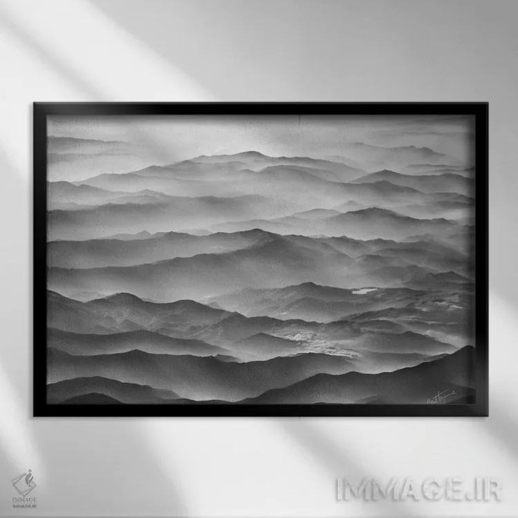 تابلو کوههای اقیانوسی اثر بن هاین (هنرمند بلژیکی) - نمای قابدار مشکی