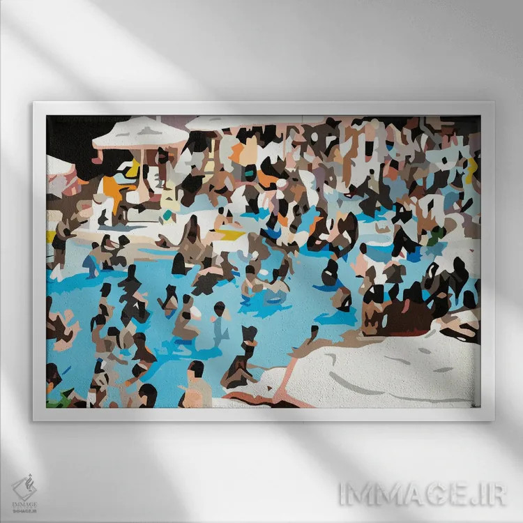 تابلو استخر گوسفندها اثر بث ان لاوسون - نمای قابدار سفید