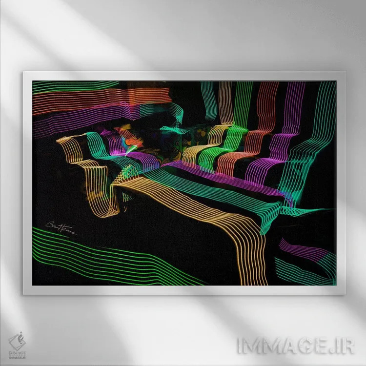 تابلو چراغهای الایدی ۴ اثر بن هاین (هنرمند بلژیکی) - نمای قابدار سفید