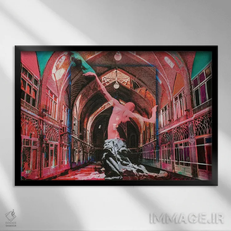 تابلو صبح جاده ابریشم اثر ابوال بهادری - نمای قابدار مشکی
