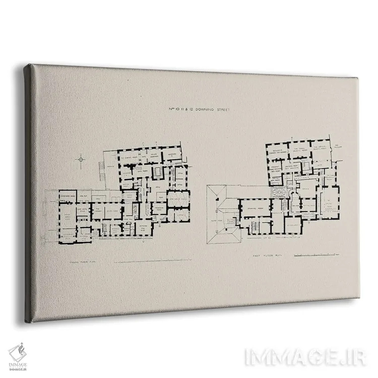 تابلو نقشه طبقه شماره ۱۰ داونینگ استریت اثر بیبلیوتوگرافی - نمای پرسپکتیو محصول