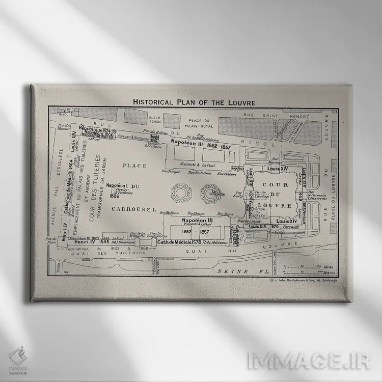 تابلو نقشه طبقه موزه لوور اثر بیبلیوتوگرافی - نمای روبهرو روی دیوار