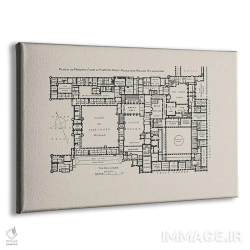 تابلو نقشه طبقه کاخ همپتون کورت اثر بیبلیوتوگرافی - نمای پرسپکتیو محصول