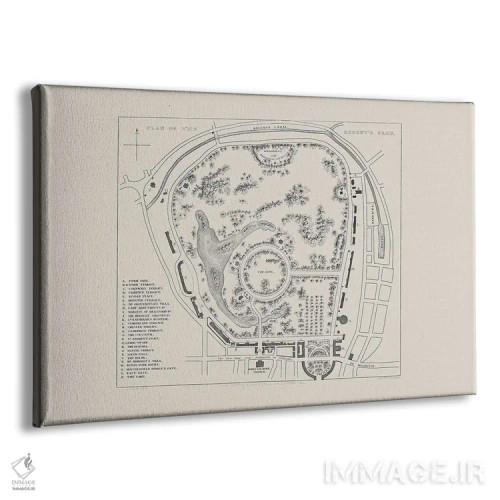 تابلو نقشهٔ پارک ریجنت اثر بیبلیوتوگرافی - نمای پرسپکتیو محصول