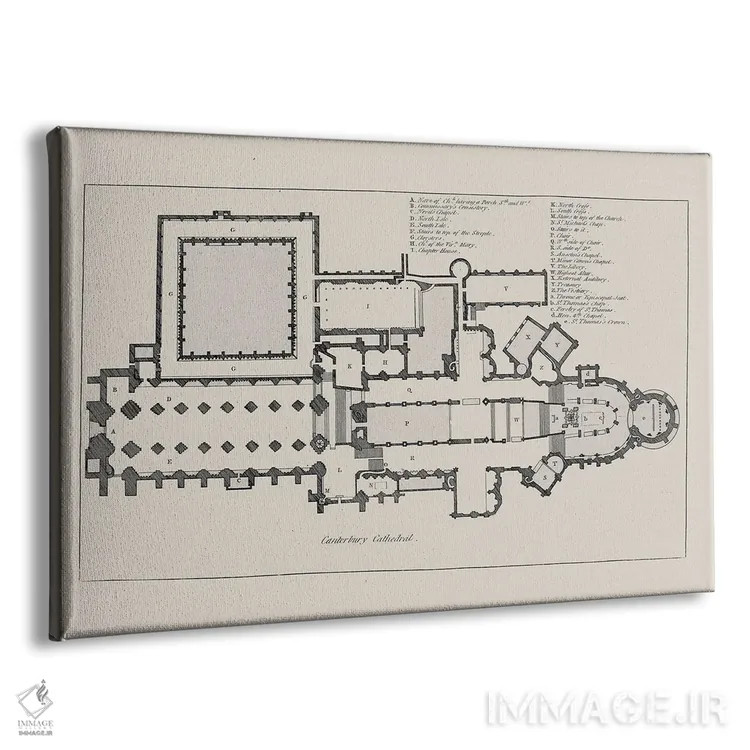 تابلو نقشهٔ طبقات کلیسای جامع کانتربری اثر بیبلیوتوگرافی - نمای پرسپکتیو محصول