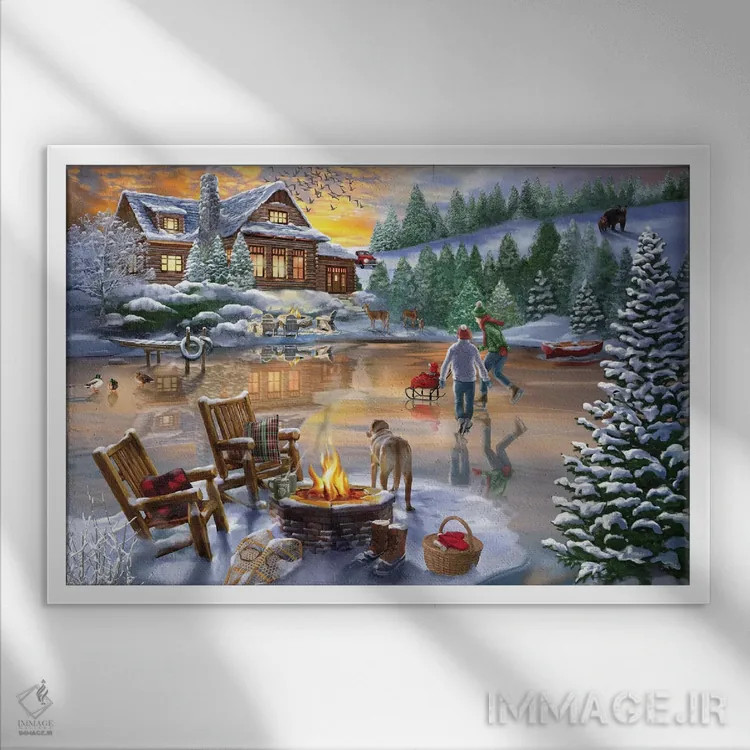 تابلو اسکیت عصرگاهی اثر تصویرسازی بیگلو - نمای قابدار سفید