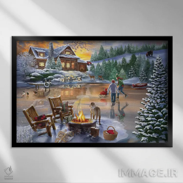 تابلو اسکیت عصرگاهی اثر تصویرسازی بیگلو - نمای قابدار مشکی