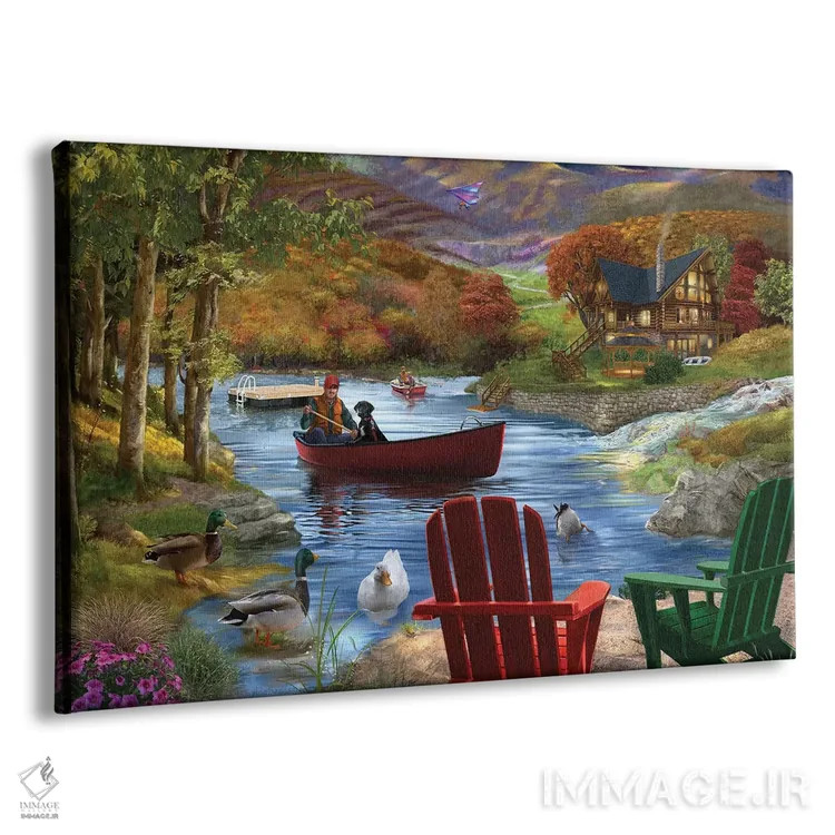 تابلو زندگی کنار دریاچه اثر تصویرسازی بیگلو - نمای پرسپکتیو محصول