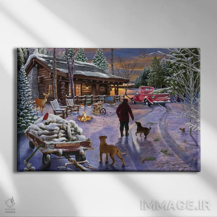 تابلو پناهگاه زمستانی اثر تصویرسازی بیگلو - نمای روبهرو روی دیوار