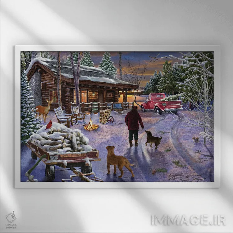 تابلو پناهگاه زمستانی اثر تصویرسازی بیگلو - نمای قابدار سفید