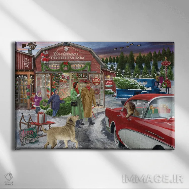 تابلو مزرعهٔ درختان اثر تصویرسازی بیگلو - نمای روبهرو روی دیوار