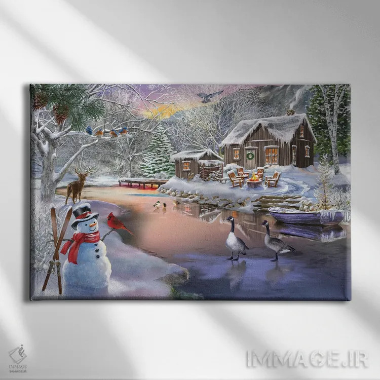 تابلو کلبهٔ زمستانی II اثر تصویرسازی بیگلو - نمای روبهرو روی دیوار