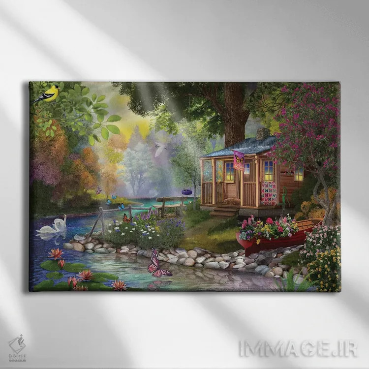 تابلو دریاچهٔ پروانه اثر تصویرسازی بیگلو - نمای روبهرو روی دیوار