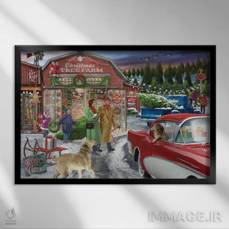 تابلو مزرعهٔ درختان اثر تصویرسازی بیگلو - نمای قابدار مشکی