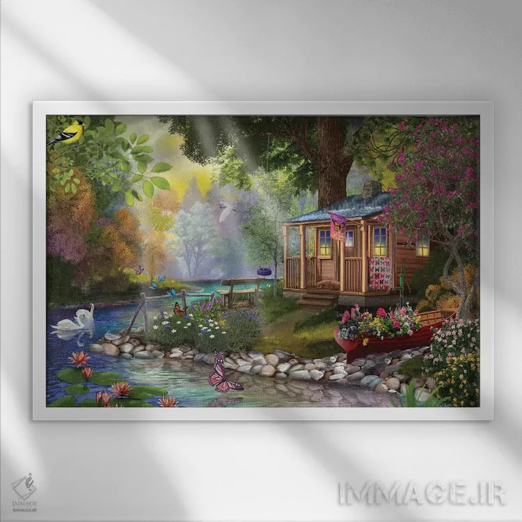 تابلو دریاچهٔ پروانه اثر تصویرسازی بیگلو - نمای قابدار سفید