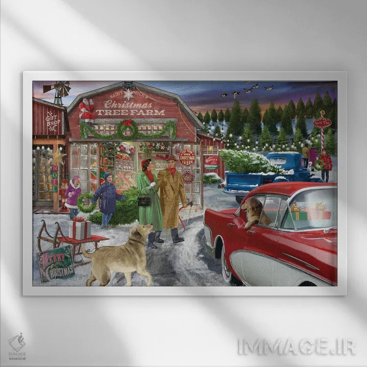 تابلو مزرعهٔ درختان اثر تصویرسازی بیگلو - نمای قابدار سفید