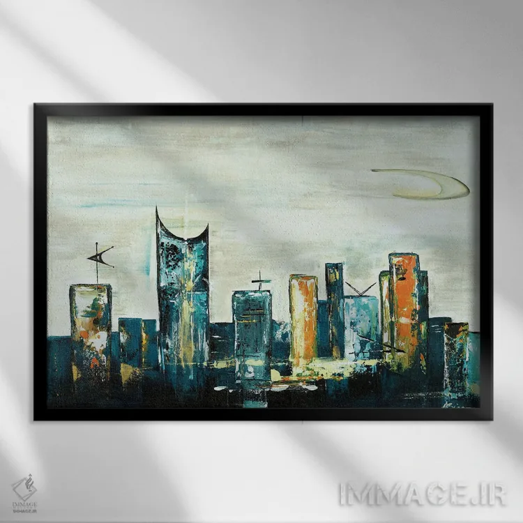 تابلو افق آپتاون میانهقرن V اثر آنجلا بیسون - نمای قابدار مشکی