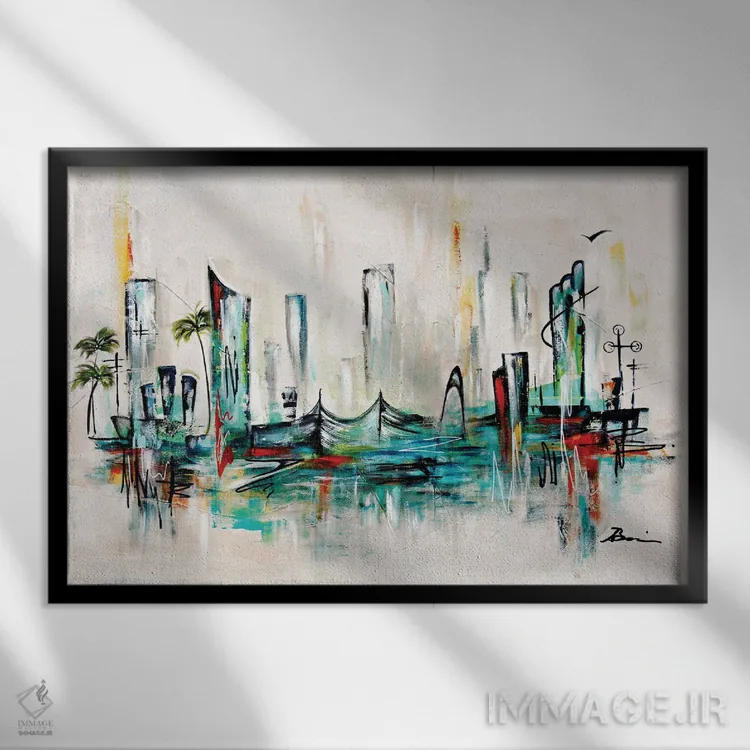 تابلو افق آپتاون میانهقرن XXVII اثر آنجلا بیسون - نمای قابدار مشکی