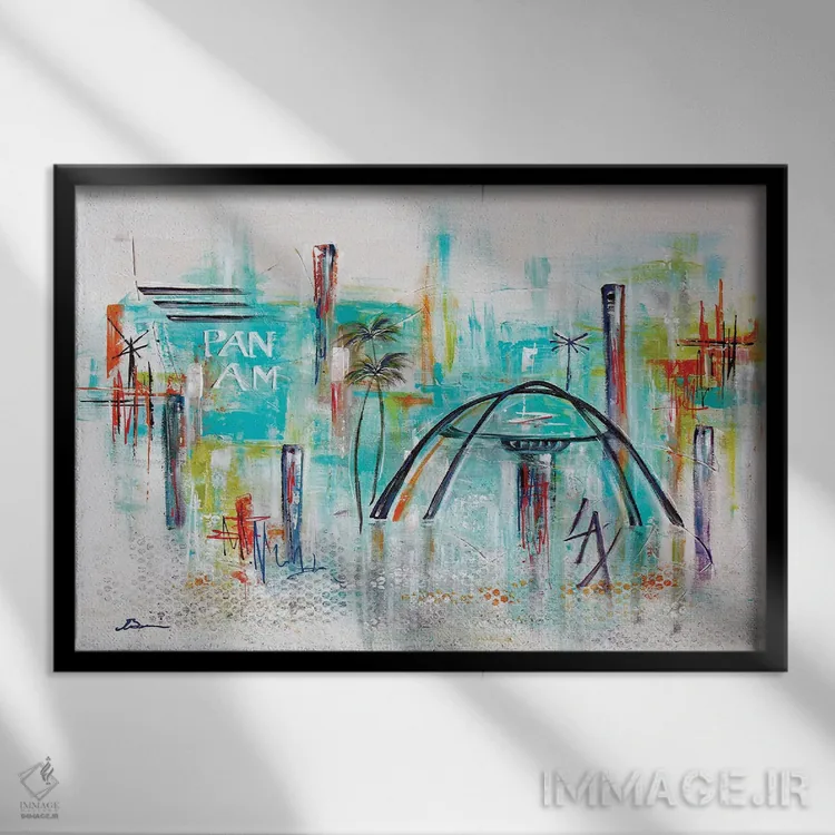 تابلو خوشآمدید به لسآنجلس LAX III اثر آنجلا بیسون - نمای قابدار مشکی