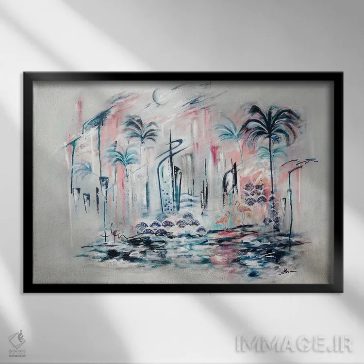 تابلو کوکومو XI دکو هنری بهشتی اثر آنجلا بیسون - نمای قابدار مشکی