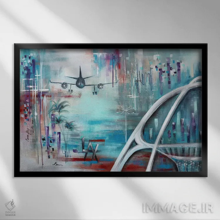 تابلو LAX V اثر آنجلا بیسون - نمای قابدار مشکی