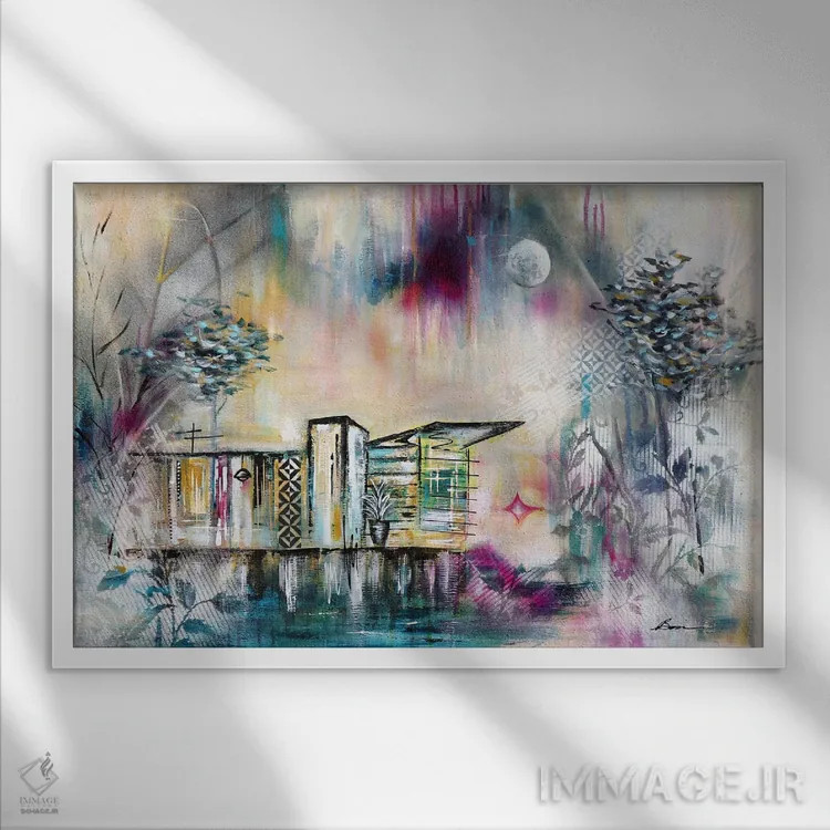 تابلو هارمونی VII اثر آنجلا بیسون - نمای قابدار سفید