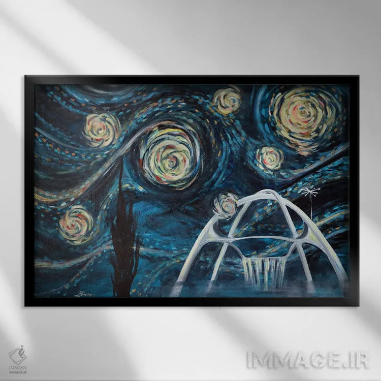 تابلو شب پرستارهٔ LAX اثر آنجلا بیسون - نمای قابدار مشکی