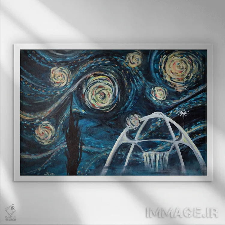 تابلو شب پرستارهٔ LAX اثر آنجلا بیسون - نمای قابدار سفید