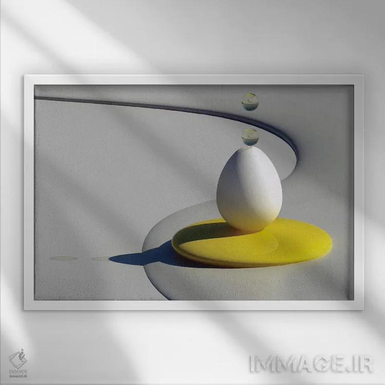 تابلو شکلهای تخممرغی اثر آنتونیوس بونیامین - نمای قابدار سفید