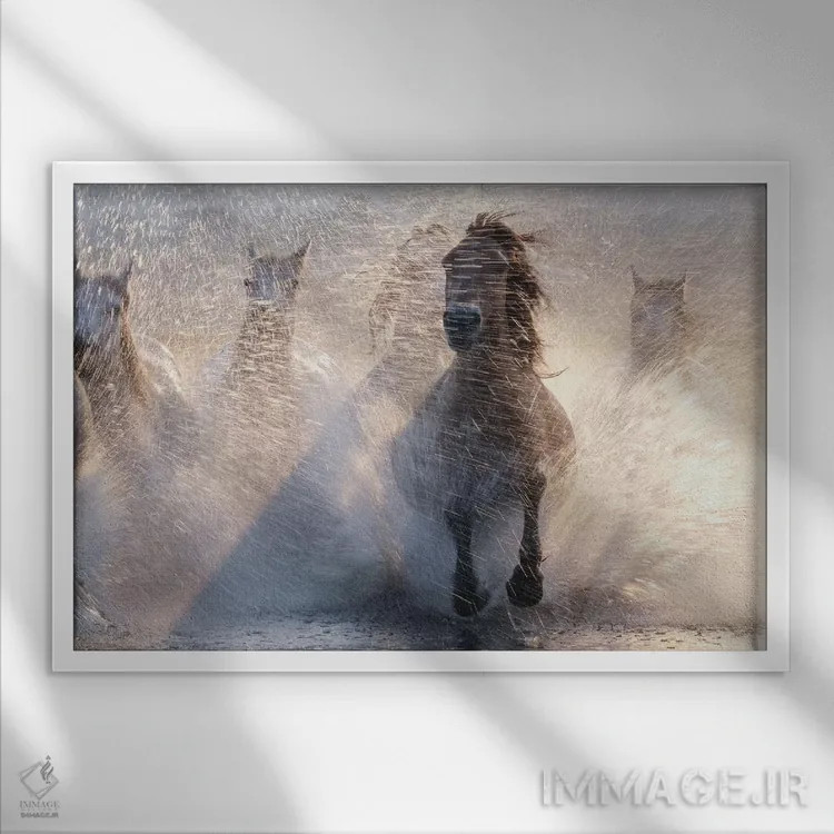 تابلو دویدن اثر بینگوزد - نمای قابدار سفید