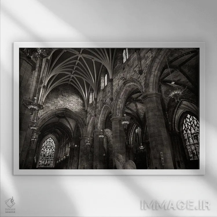 تابلو دیدگاه فرشته از کلیسای جامع سنت جایلز اثر بنجامین پاجت - نمای قابدار سفید