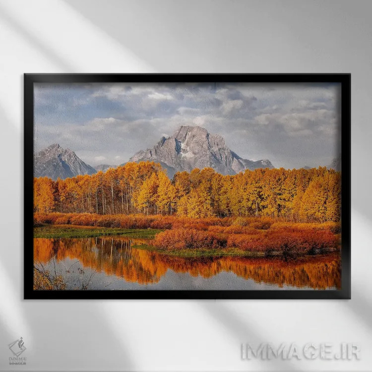 تابلو دیوار رنگین کوه موران اثر بنجامین پاجت - نمای قابدار مشکی