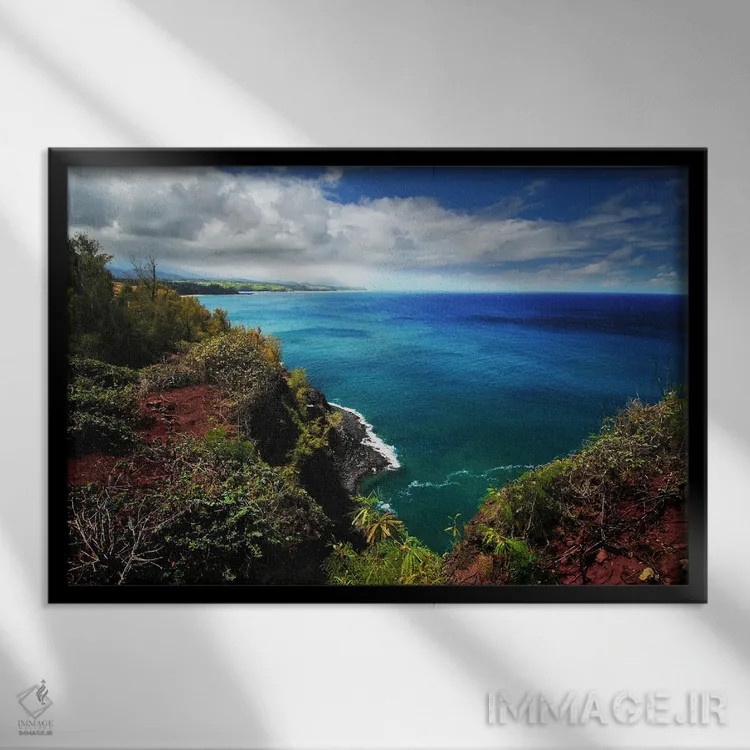 تابلو ساحل شمالی کائوآئی اثر بنجامین پاجت - نمای قابدار مشکی
